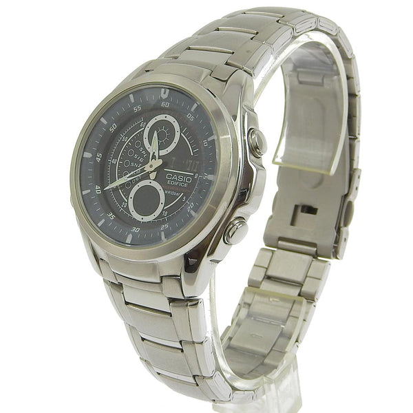 【CASIO】カシオ
 EDIFICE 腕時計
 EFA-116 ステンレススチール シルバー クオーツ アナデジ表示 黒文字盤 EDIFICE メンズ