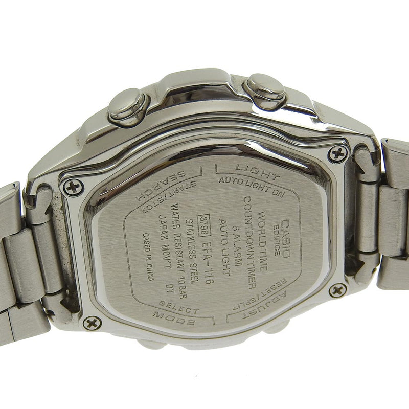 【CASIO】カシオ
 EDIFICE 腕時計
 EFA-116 ステンレススチール シルバー クオーツ アナデジ表示 黒文字盤 EDIFICE メンズ