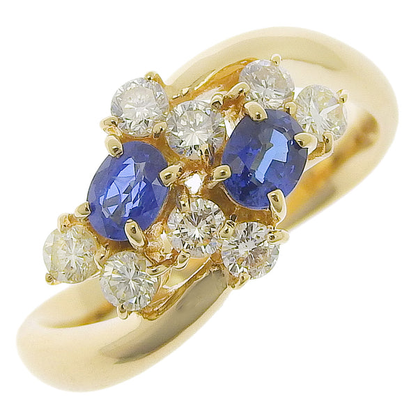 No. 10.5 Anillo/anillo K18 Oro amarillo X Sapphire x Diamond S0.52/D0.42 Damas grabadas A+Rango