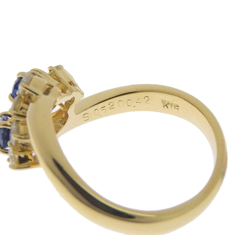 No. 10.5 Ring/Ring K18 Yellow Gold x Sapphire x Diamond S0.52/D0.42 engraved Ladies A+Rank