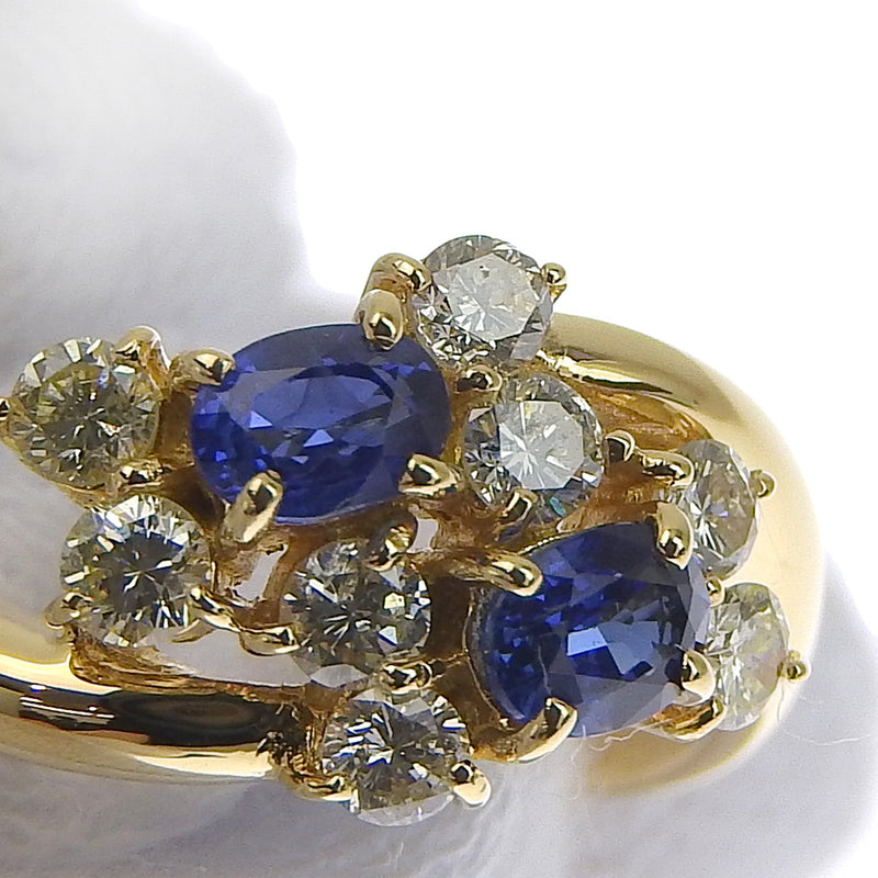 No. 10.5 Anillo/anillo K18 Oro amarillo X Sapphire x Diamond S0.52/D0.42 Damas grabadas A+Rango