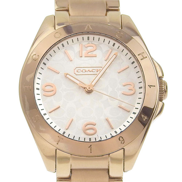 [Coach] Coach signature pattern wristwatch Ca.67.7.34.0691 Stainless steel steel gold quartz analog display white dial Signature ladies