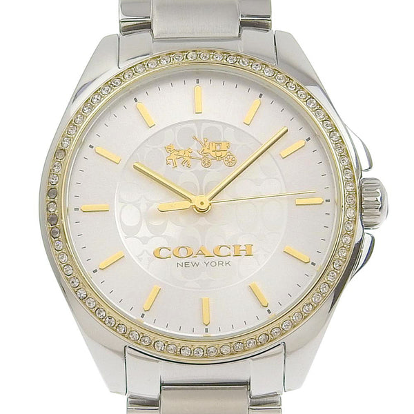 [Coach] Coach signature watch Ca.67.7.20.1183s Stainless steel x rhinestone silver quartz analog display Silver dial Signature Ladies