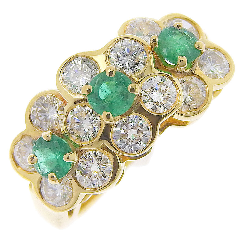 [VAN CLEEF & ARPELS] Van Clef & Arpel Slee Flower No. 7 Ring / Ring K18 Yellow Gold x Emerald x Diamond THREE FLOWERS Ladies A Rank