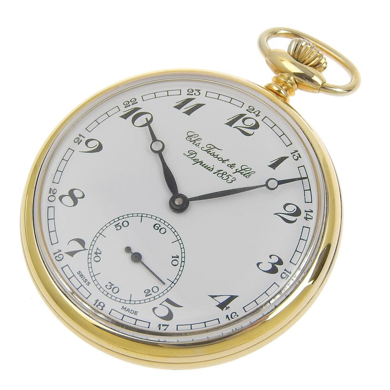 [Tissot] Tissot Gold plating x stainless steel gold hand -rolled Small second unisex pocket clock