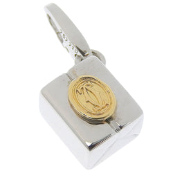 [Cartier] Cartier Gift Box Logo Charm K18 White Gold x K18 Yellow Gold Yellow Gold Ladies Pendant Top A+Rank