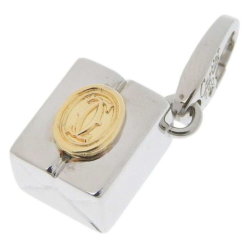 [Cartier] Cartier Gift Box Logo Charm K18 White Gold x K18 Yellow Gold Yellow Gold Ladies Pendant Top A+Rank