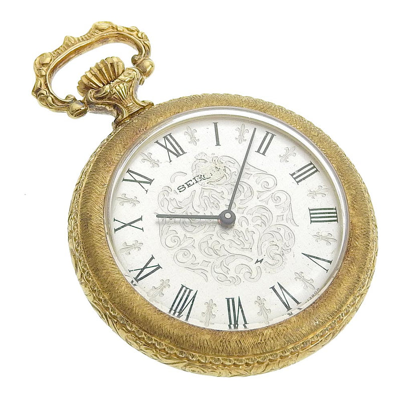 [시코] 시코 
 포켓 시계 
 Cal.21d 골드 도금 금 핸드 -롤링 된 실버 다이얼 유엔