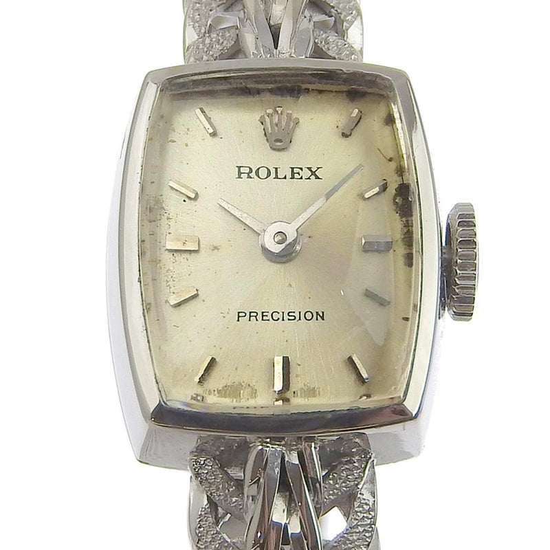 [ROLEX] Rolex Precision Cal.1800 K18 White Gold Human Roll Women's Silver Dial Watch