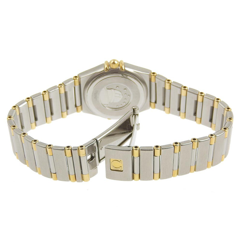 [Omega]欧米茄星座Mini 1362.10金与钢质石英模拟显示女士黄金表盘