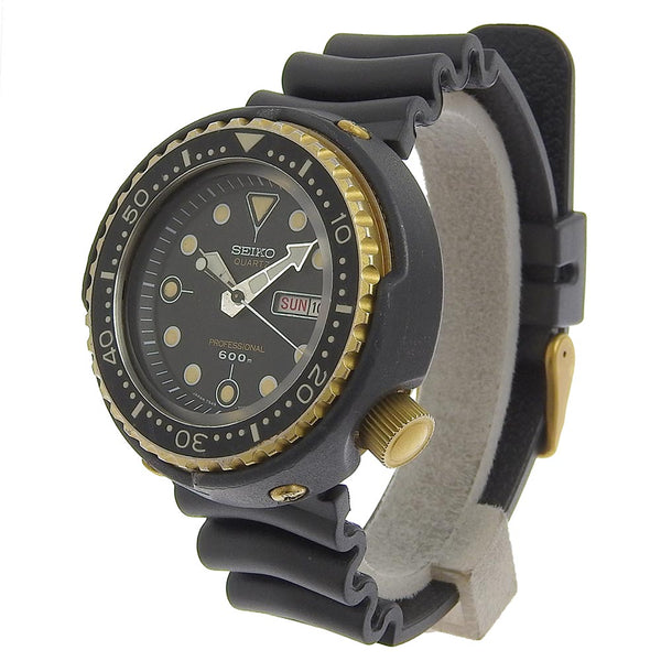 【SEIKO】セイコー
 プロフェッショナル ダイバー デイデイト 7549-7000 チタン×ラバー 黒 クオーツ アナログ表示 メンズ 黒文字盤 腕時計