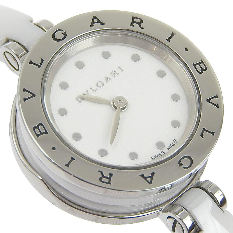 [BVLGARI] Bulgari B-ZERO1 Beezero One BZ23WSCC.M/BZ23S Stainless steel x Ceramic Silver Quartz Analog Ladies White Dial Watch A-Rank