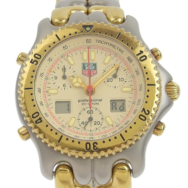 [TAG HEUER] Tag Hey Professional Sena Model S25.706 Stainless steel x gold plating quartz chronograph men's ivory dial watches
