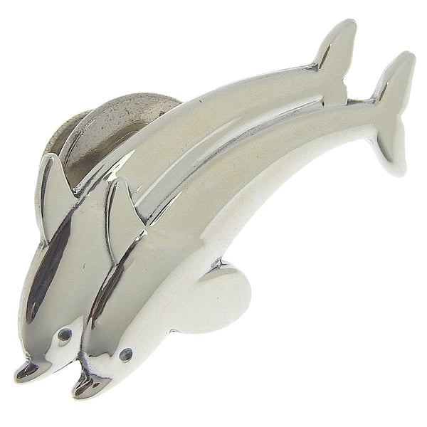 [Georg Jensen] Georgen Jenzen Pin Bloo Dolphin Motif Silver 925 129 Engraved Unisex Broo