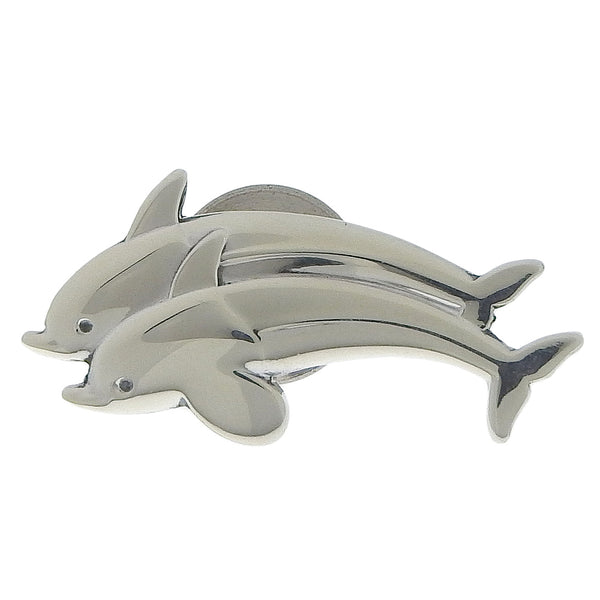 [Georg Jensen] Georgen Jenzen Pin Bloo Dolphin Motif Silver 925 129 Engraved Unisex Broo
