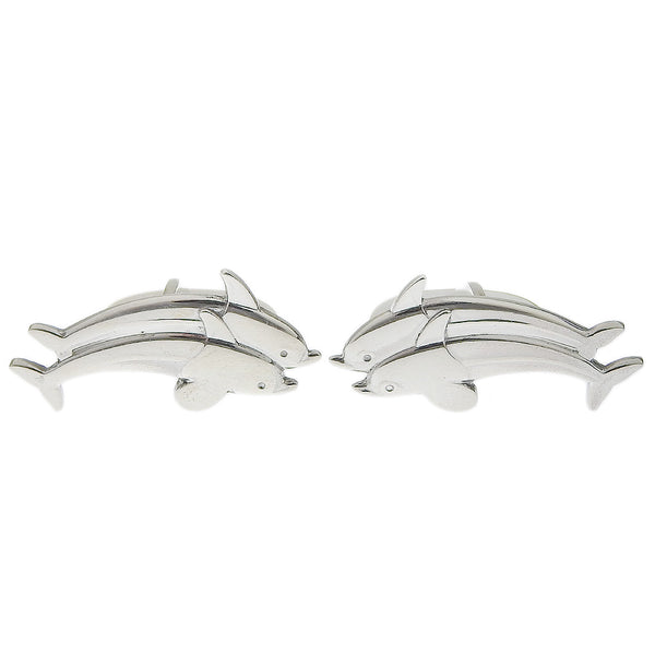 [GEORG JENSEN] Georgen Gensen Dolphin Motif Silver 925 129 Engraved Men's Cuffs A Rank