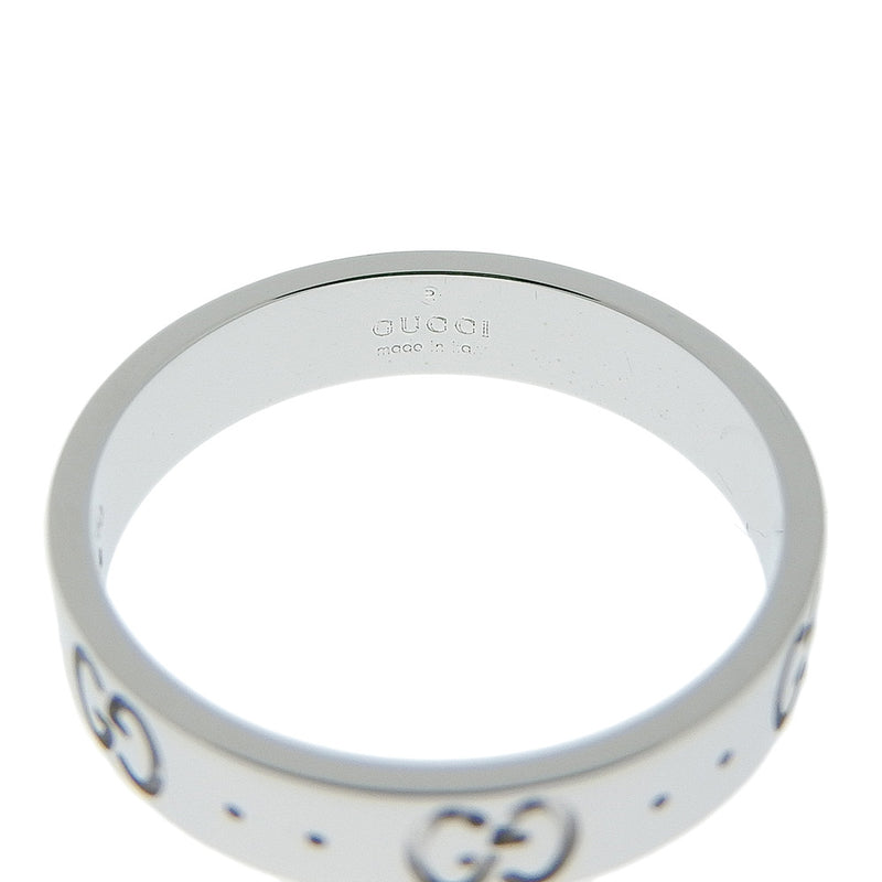 [GUCCI] Gucci icon GG 073230 09850 9000 K18 White Gold No. 14.5 Unisex Ring / Ring A-Rank