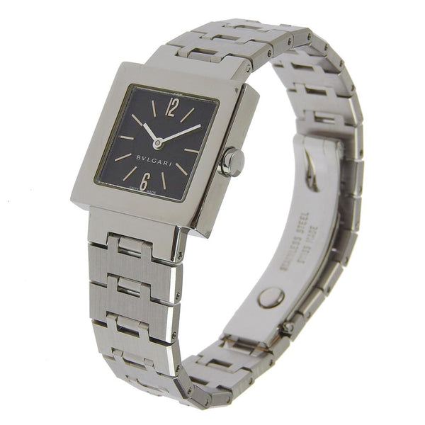 [BVLGARI] Bulgari
 Quadrard SQ22SSS Stainless steel Silver Quartz Analog Ladies Black Dial Watch