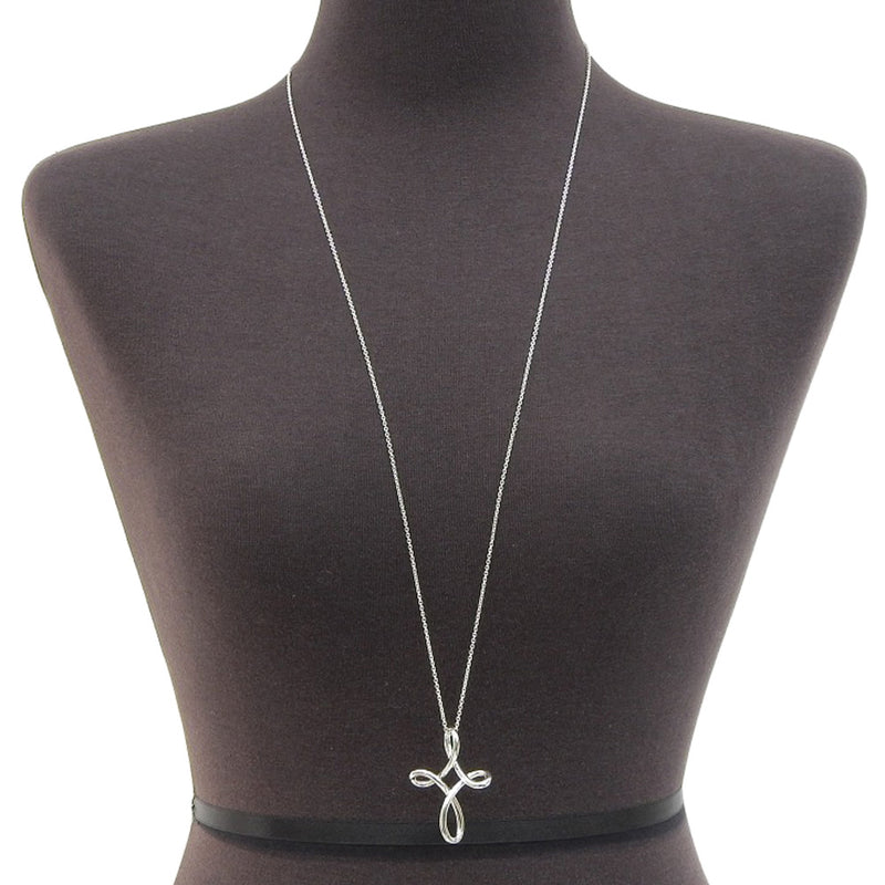 [Tiffany & Co.] Tiffany Infinity Cross Elsa Peletti Pendant Silver 925 Ladies Necklace A+Rank