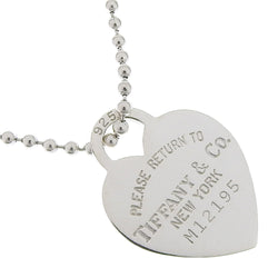 [TIFFANY & CO.] Tiffany Rett Tit Funny Heart Tag Ball Chain Silver 925 Ladies Necklace A-Rank