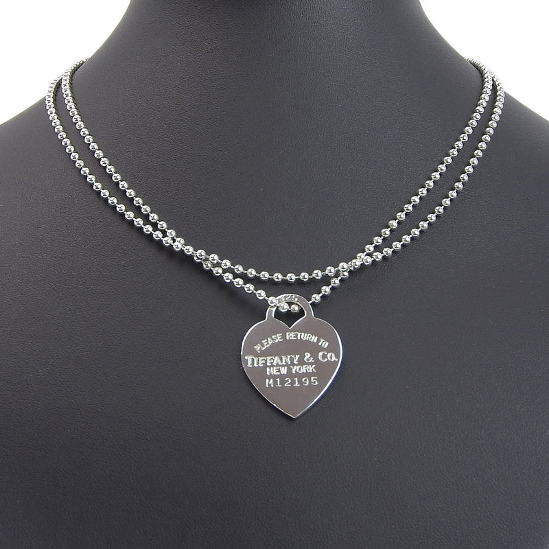 [Tiffany & Co.] Tiffany Rett Tit Funny Heart Tag Ball Chain Silver 925 Ladies Necklace A-Rank