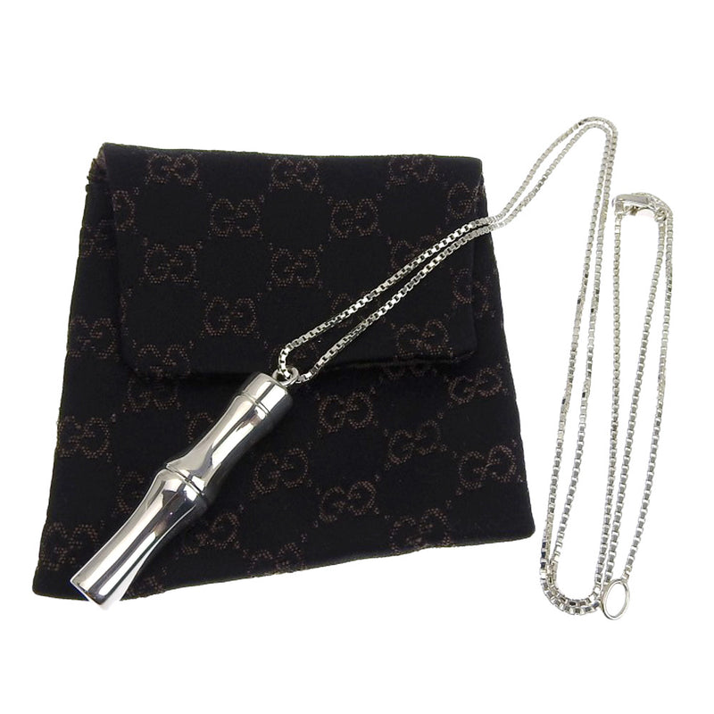 [GUCCI] Gucci Bamboo Long Pendant Silver 925 Unisex Necklace A Rank