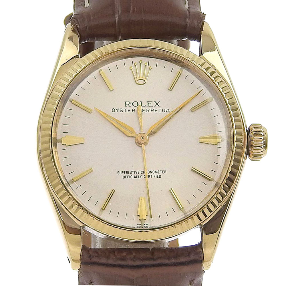 【ROLEX】ロレックス オイスターパーペチュアル 腕時計 cal.1130 6551 K14イエローゴールド×レザー 茶 自動巻き シルバ –  KYOTO NISHIKINO