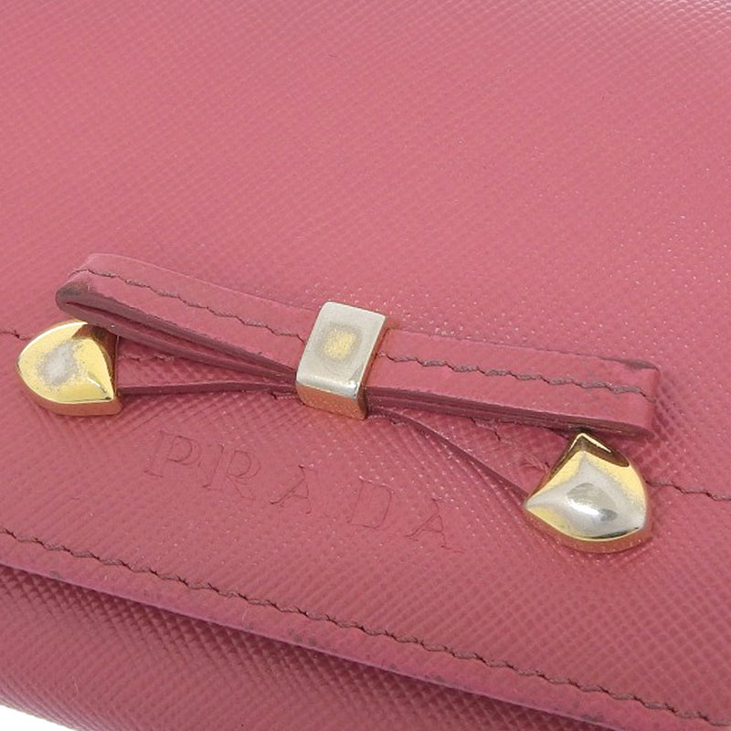 【PRADA】プラダ
 長財布
 リボン 1M1132 サフィアーノ ペオニア ピンク スナップボタン レディース