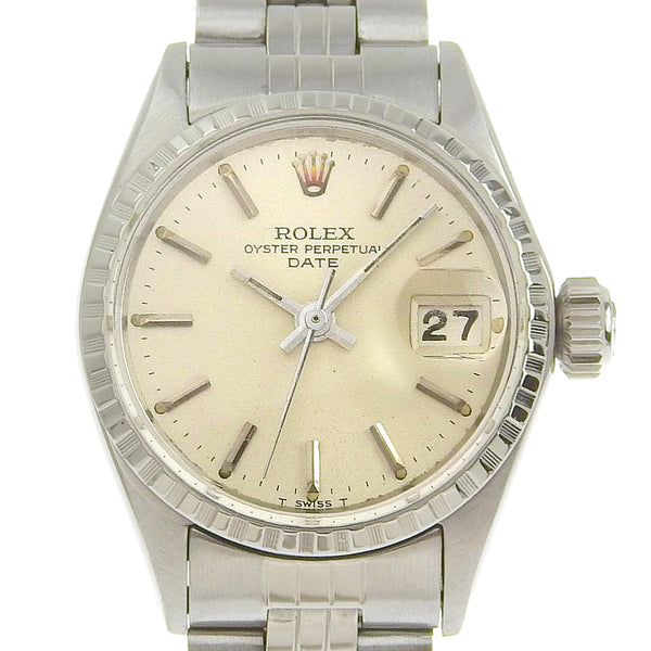 【ROLEX】ロレックス
 オイスターパーペチュアル 腕時計
 デイト 20番 6524 ステンレススチール シルバー 手巻き シルバー文字盤 Oyster perpetual レディースB-ランク