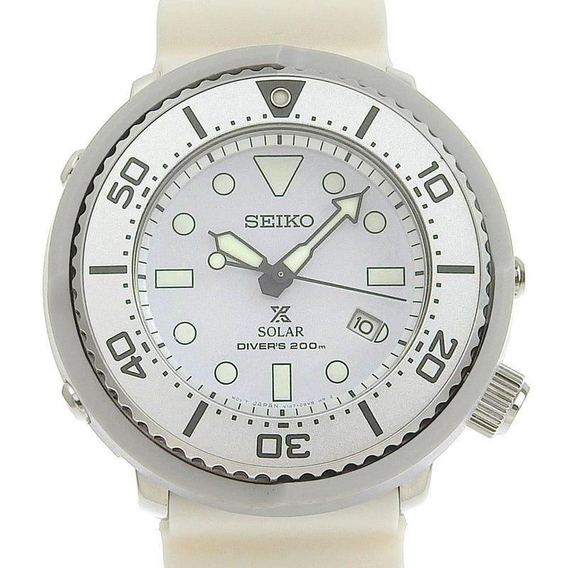 [Seiko] Seiko Prospex Diver Scuba V147-0BP0 SBDN051 Stainless steel x Rubber x Plastic White Solar Clock Men White Dial Watch A-Rank
