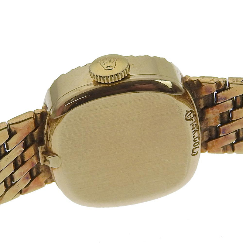 【ROLEX】ロレックス
 アンティーク ベゼルダイヤ K14イエローゴールド×ダイヤモンド ゴールド 手巻き レディース アイボリー文字盤 腕時計