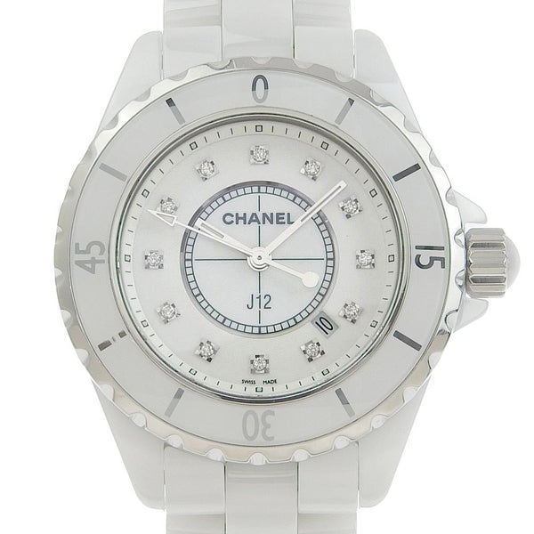 [Chanel] Chanel J12 Watch 12p Diamond H1628 White Ceramic White Quartz Analog Dames A-Rank