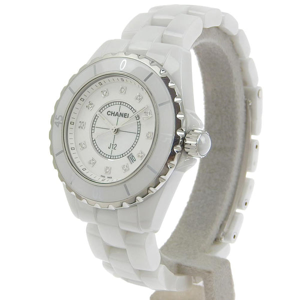 [Chanel] Chanel J12 Watch 12p Diamond H1628 White Ceramic White Quartz Analog Dames A-Rank