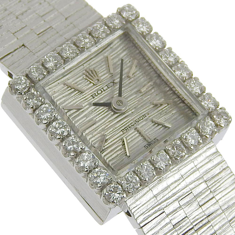 【ROLEX】ロレックス
 プレシジョン 腕時計
 ダイヤベゼル アンティーク K18ホワイトゴールド×ダイヤモンド シルバー 手巻き シルバー文字盤 Precision レディース