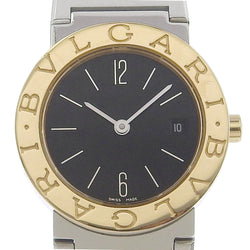 [BVLGARI] Bulgari Bulgari Brugari BB26SG K18 Yellow Gold x Stainless Steel Gold Quartz Analog Ladies Black Dial Watch A-Rank