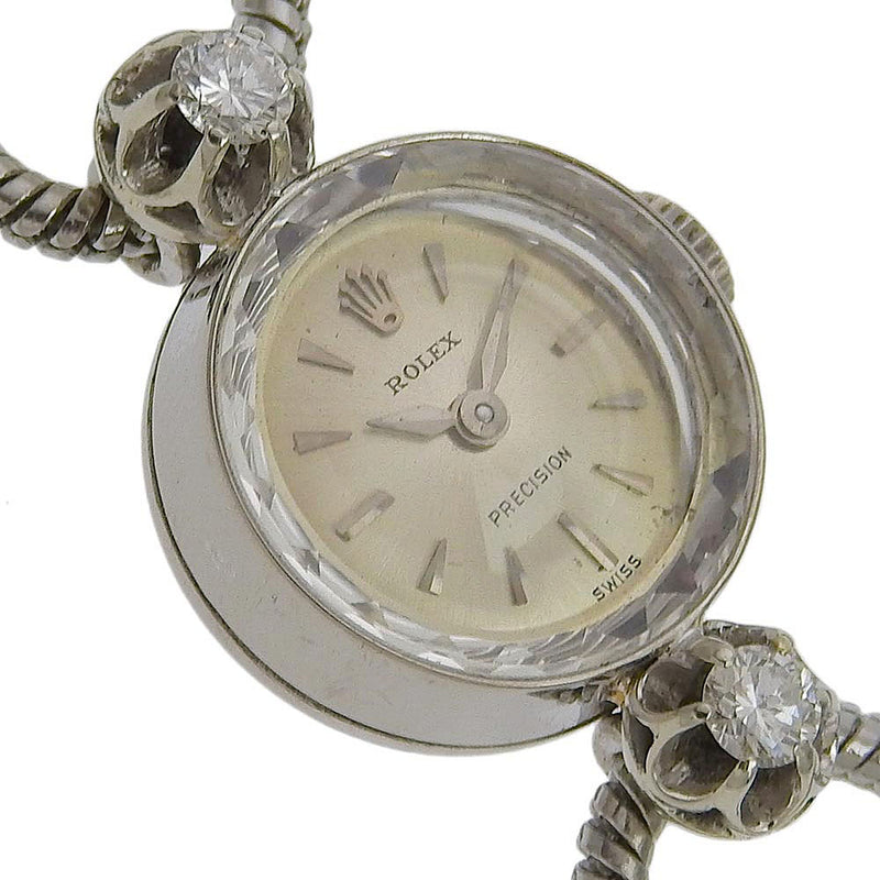【ROLEX】ロレックス
 腕時計
 アンティーク カメレオン K18ホワイトゴールド×ダイヤモンド×ステンレススチール シルバー 手巻き シルバー文字盤 レディース