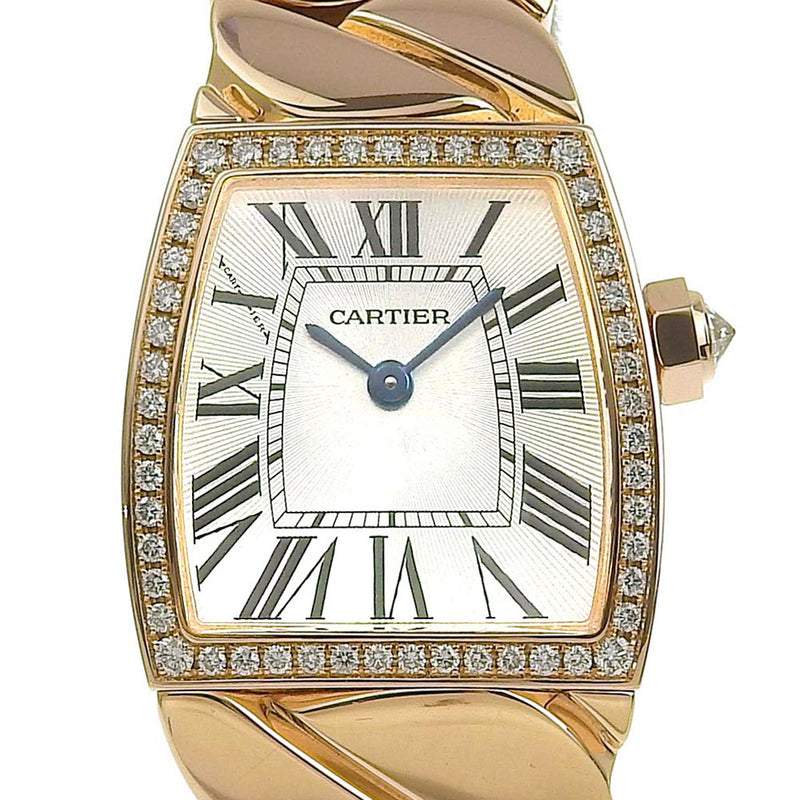 【CARTIER】カルティエ
 ラドーニャSM 腕時計
 ダイヤベゼル WE60060I K18ピンクゴールド×ダイヤモンド ゴールド クオーツ アナログ表示 シルバー文字盤 Ladonia SM レディースAランク