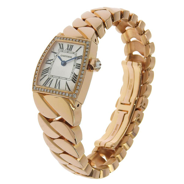 [Cartier] Cartier Radonya SM Diamond Besel WE60060I K18 Pink Gold x Diamond Gold Quartz Analog Ladies Silver Dial Watch A Rank