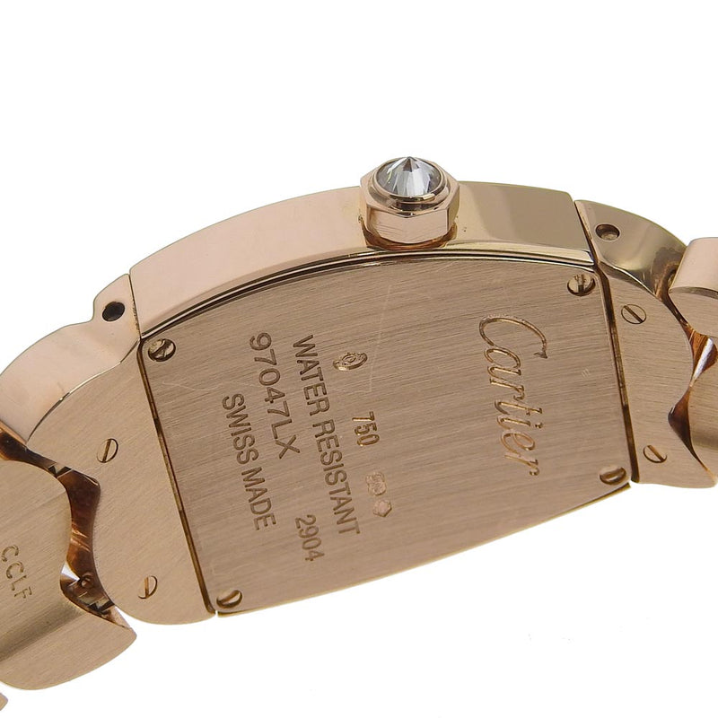 【CARTIER】カルティエ
 ラドーニャSM 腕時計
 ダイヤベゼル WE60060I K18ピンクゴールド×ダイヤモンド ゴールド クオーツ アナログ表示 シルバー文字盤 Ladonia SM レディースAランク
