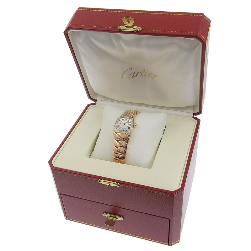 [Cartier] Cartier Radonya SM钻石WE60060I K18粉红色金色X钻石金石英模拟女士银牌拨号