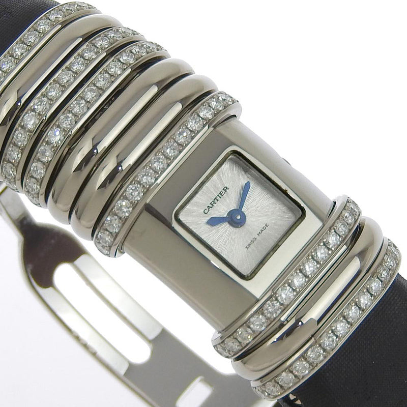 [Cartier] Cartier Decision WT000450 Titanium x K18 White Gold x Diamond Silver Quartz Analog Ladies Silver Dial Watch A Rank