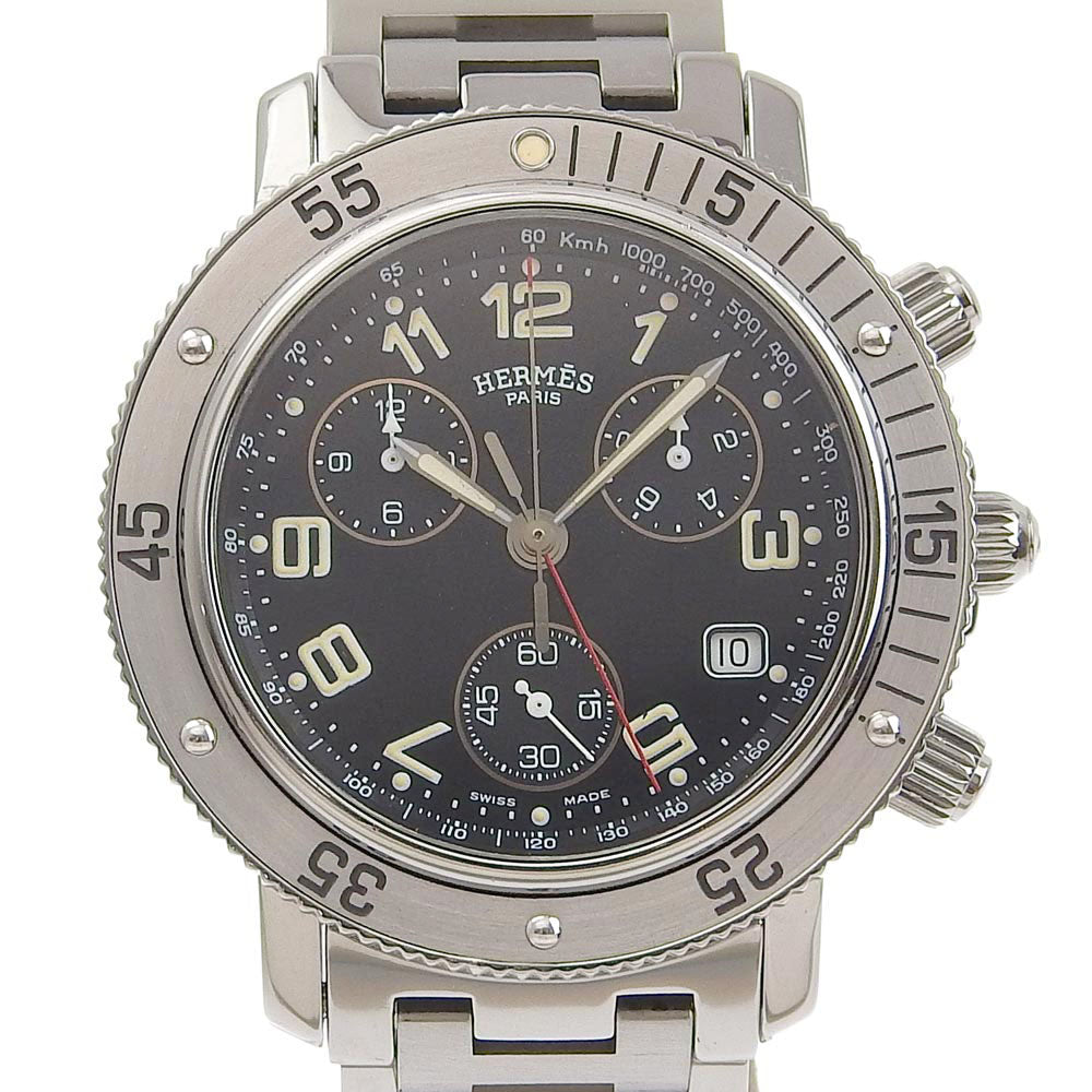 HERMES] Hermes clipper watch CL2.910 Stainless Steel×Leather