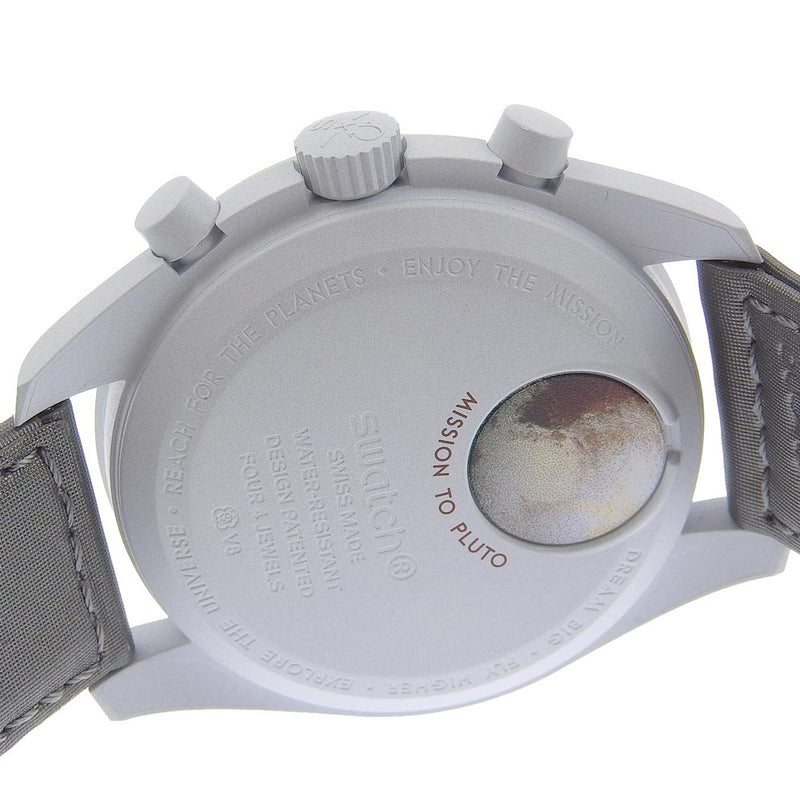 [OMEGA] 欧米茄 Swatch 合作超霸 Moonswatch 5033M101 尼龙 x 生物陶瓷灰色石英计时码表男童白色表盘手表 A-Rank
