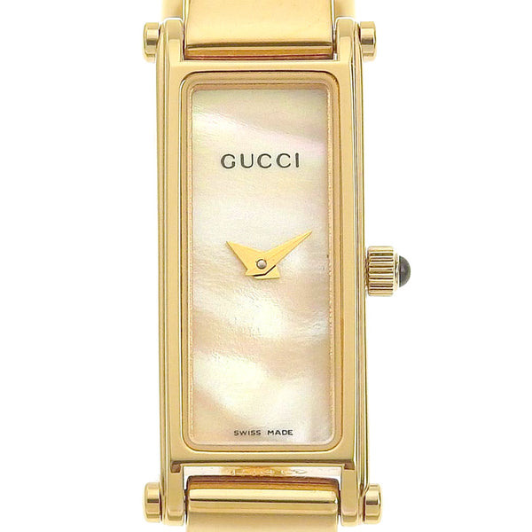 [GUCCI] Gucci Bangle 1500L Gold Plated Gold Quartz Analog Display Ladies Gold Shell Dial Watch A Rank