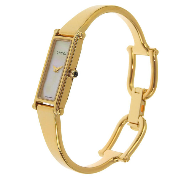 [GUCCI] Gucci Bangle 1500L Gold Plated Gold Quartz Analog Display Ladies Gold Shell Dial Watch A Rank