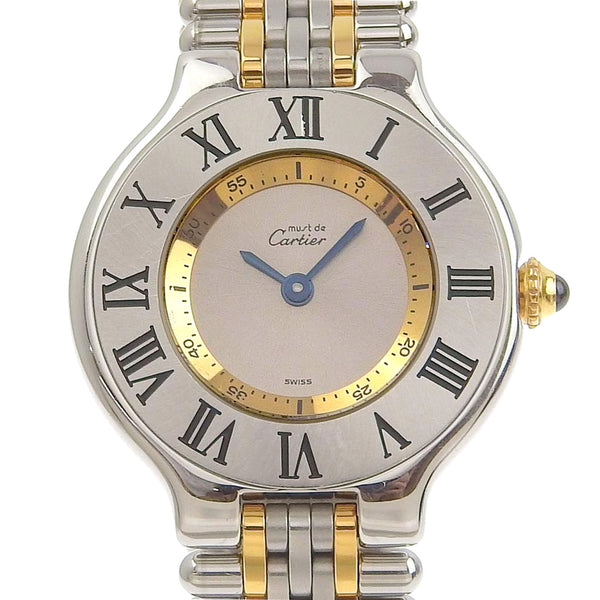 [Cartier] Cartier Must 21 Watch Vantian SM 1340 Stainless steel x gold plating quartz analog display Silver dial Must21 Ladies