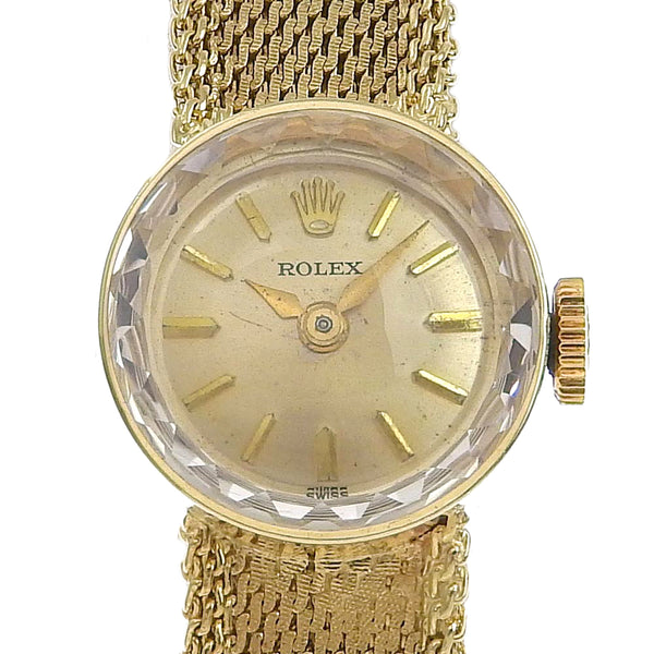 [ROLEX] Rolex Antique Watch Cal.1401 K14 Yellow Gold Human Roll Gold Dial Antique Ladies