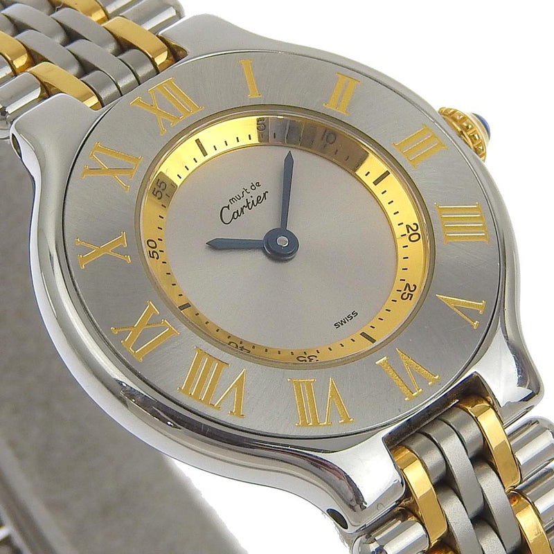 [Cartier] Cartier 21 Watch Vantean Stainless Steel Silver/Gold Quartz Analog Ladies Must21 Ladies