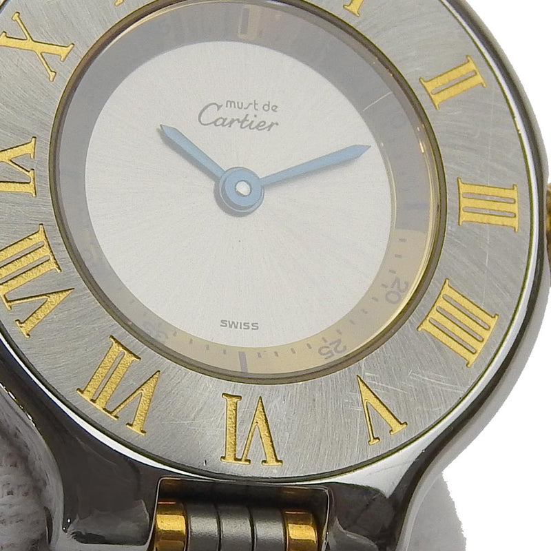 [Cartier] Cartier 21 Watch Vantean Stainless Steel Silver/Gold Quartz Analog Ladies Must21 Ladies