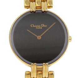 [DIOR] Christian Dior Bakira Watch D46-154-4 골드 도금 금 쿼츠 아날로그 디스플레이 블랙 다이얼 Bakira Ladies A-Rank